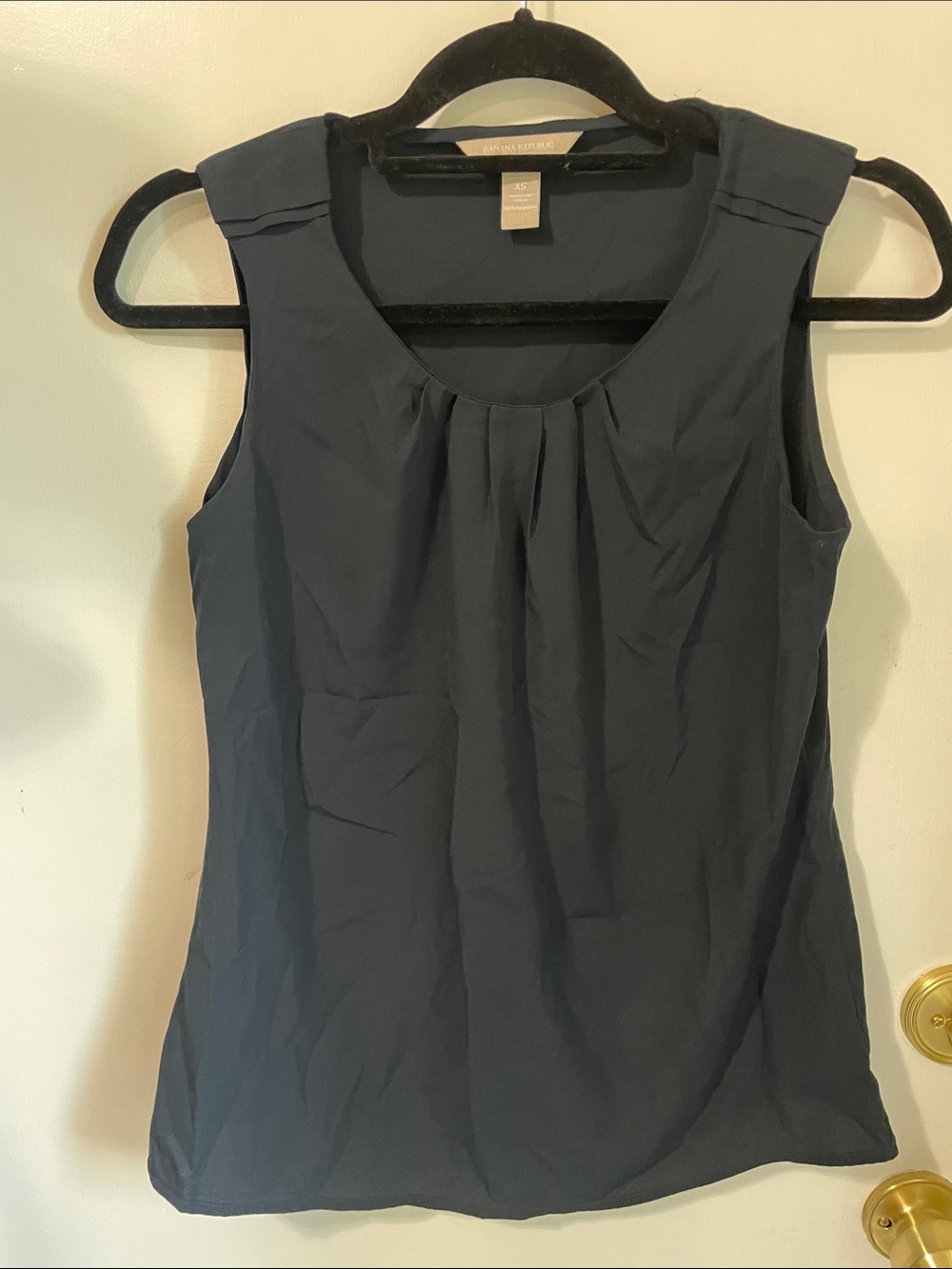 Banana Republic Navy Silk-Feel Blouse XS